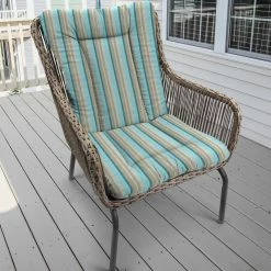 Jordan Manufacturing Outdoor Knife Edge Euro Style Chair Cushion- Sunbrella GETAWAY MIST GLEN RAVEN Custom Order Cushions