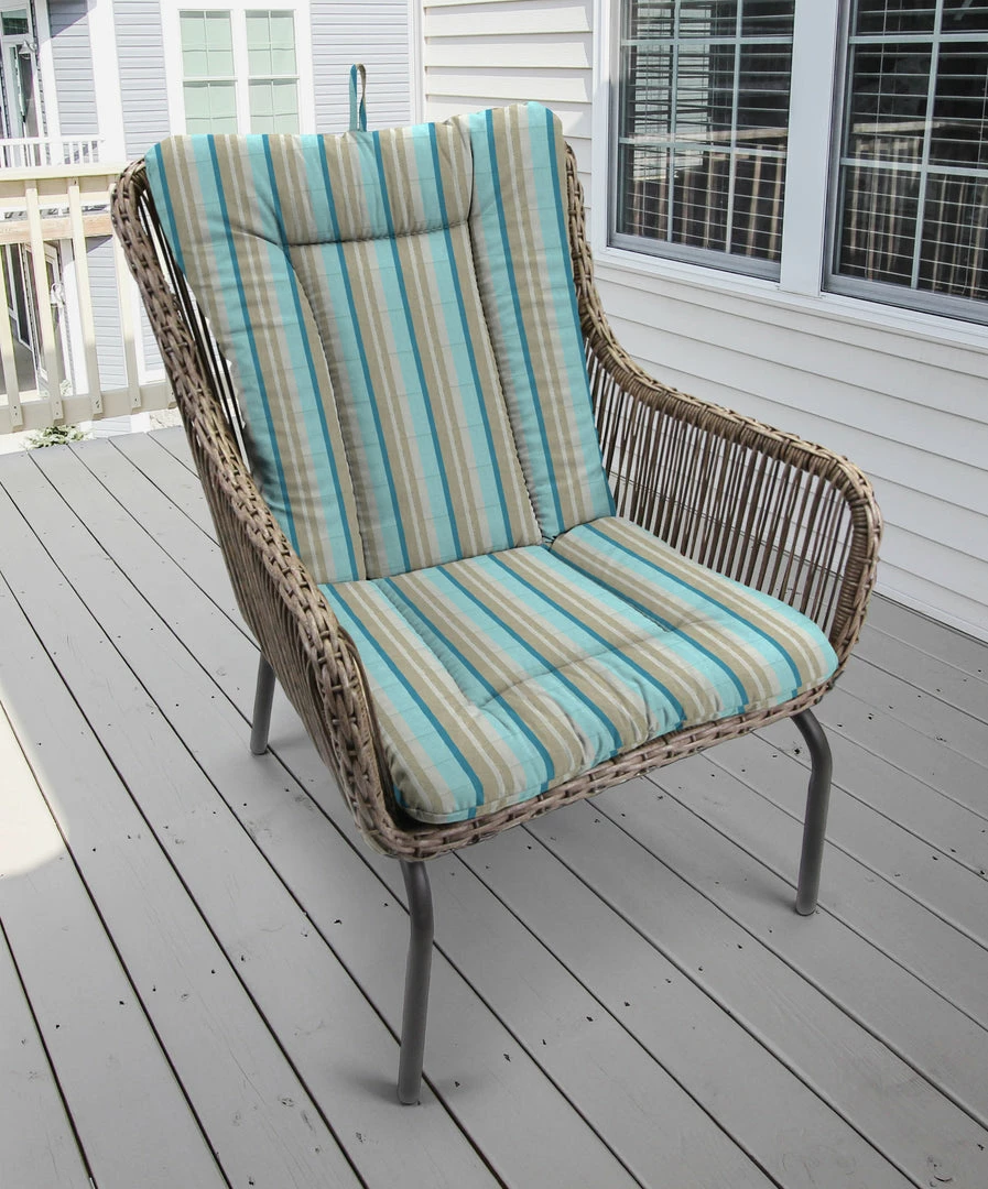 Jordan Manufacturing Outdoor Knife Edge Euro Style Chair Cushion- Sunbrella GETAWAY MIST GLEN RAVEN Custom Order Cushions 2 Jordan Manufacturing Outdoor Knife Edge Euro Style Chair Cushion- Sunbrella GETAWAY MIST GLEN RAVEN Custom Order Cushions