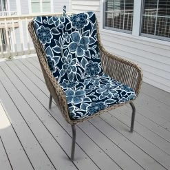 Jordan Manufacturing Outdoor Knife Edge Euro Style Chair Cushion-HALSEY NAVY RICHLOOM Custom Order Cushions