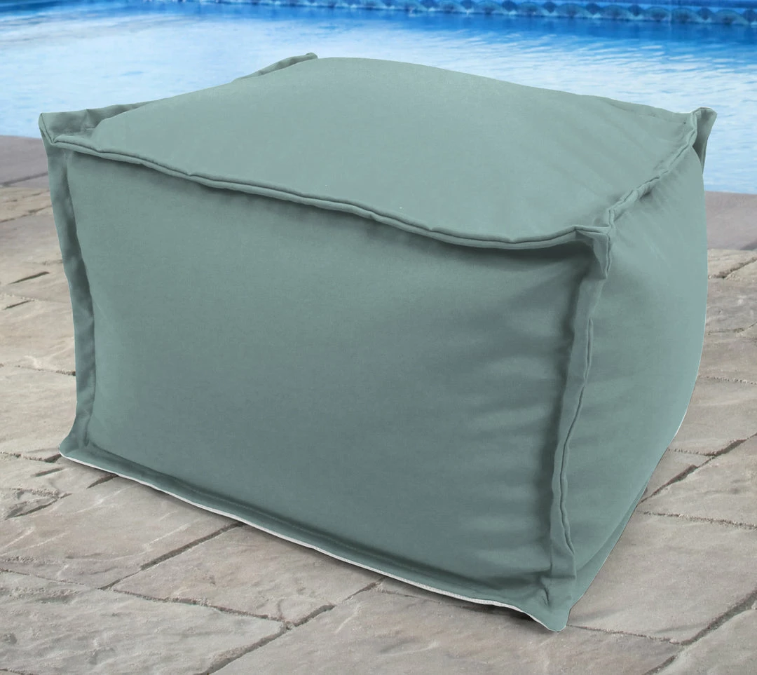 Jordan Manufacturing 20" Square Outdoor Bead Filled Pouf/Ottoman- Sunbrella SHORE LINEN GLEN RAVEN Custom Order Cushions 2 Jordan Manufacturing 20" Square Outdoor Bead Filled Pouf/Ottoman- Sunbrella SHORE LINEN GLEN RAVEN Custom Order Cushions