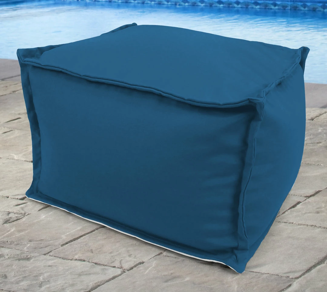 Jordan Manufacturing 20" Square Outdoor Bead Filled Pouf/Ottoman- Sunbrella CAVAS REGATTA GLEN RAVEN Custom Order Cushions 2 Jordan Manufacturing 20" Square Outdoor Bead Filled Pouf/Ottoman- Sunbrella CAVAS REGATTA GLEN RAVEN Custom Order Cushions