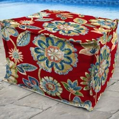 Jordan Manufacturing Custom Order Cushions 20" Square Outdoor Bead Filled Pouf/Ottoman-DAELYN CHERRY RICHLOOM
