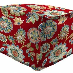 Jordan Manufacturing Custom Order Cushions 20" Square Outdoor Bead Filled Pouf/Ottoman-DAELYN CHERRY RICHLOOM