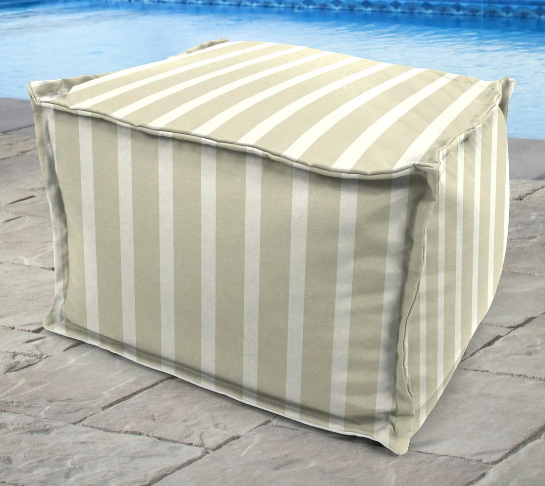 Jordan Manufacturing 20" Square Outdoor Bead Filled Pouf/Ottoman- Sunbrella CAST MIST GLEN RAVEN 2 Jordan Manufacturing 20" Square Outdoor Bead Filled Pouf/Ottoman- Sunbrella CAST MIST GLEN RAVEN