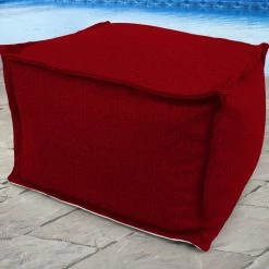 Jordan Manufacturing 20" Square Outdoor Bead Filled Pouf/Ottoman-MCHUSK BERRY RICHLOOM Custom Order Cushions