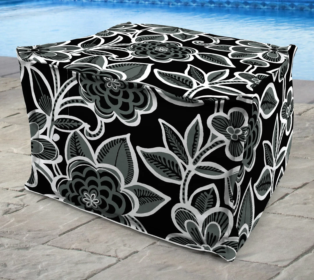 Jordan Manufacturing Custom Order Cushions 20" Square Outdoor Bead Filled Pouf/Ottoman-HALSEY SHADOW RICHLOOM 2 Jordan Manufacturing Custom Order Cushions 20" Square Outdoor Bead Filled Pouf/Ottoman-HALSEY SHADOW RICHLOOM