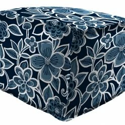 Jordan Manufacturing Custom Order Cushions 20" Square Outdoor Bead Filled Pouf/Ottoman-HALSEY NAVY RICHLOOM