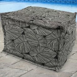 Jordan Manufacturing 20" Square Outdoor Bead Filled Pouf/Ottoman-TALIA NOIR RICHLOOM