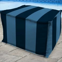 Jordan Manufacturing 20" Square Outdoor Bead Filled Pouf/Ottoman-PREVIEW CAPRI RICHLOOM Custom Order Cushions