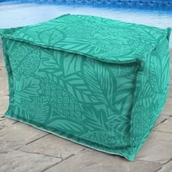 Jordan Manufacturing 20" Square Outdoor Bead Filled Pouf/Ottoman-MAVEN LAGOON Custom Order Cushions