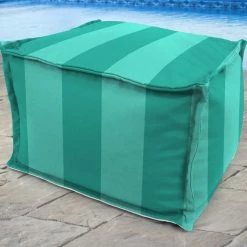 Jordan Manufacturing Custom Order Cushions 20" Square Outdoor Bead Filled Pouf/Ottoman-PREVIEW LAGOON