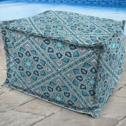 Jordan Manufacturing Custom Order Cushions 20" Square Outdoor Bead Filled Pouf/Ottoman-MEDLO BAY RICHLOOM