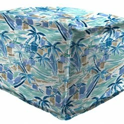 Jordan Manufacturing Custom Order Cushions 20" Square Outdoor Bead Filled Pouf/Ottoman-BALLYFIN BAY BLUE RICHLOOM