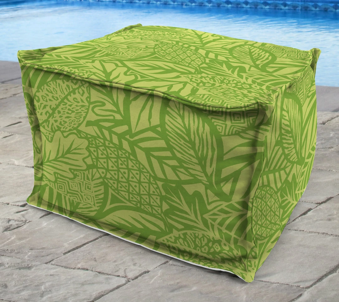 Jordan Manufacturing 20" Square Outdoor Bead Filled Pouf/Ottoman-MAVEN LEAF RICHLOOM 2 Jordan Manufacturing 20" Square Outdoor Bead Filled Pouf/Ottoman-MAVEN LEAF RICHLOOM