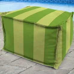 Jordan Manufacturing 20" Square Outdoor Bead Filled Pouf/Ottoman-PREVIEW LEAF RICHLOOM Custom Order Cushions