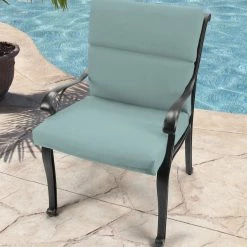 Jordan Manufacturing Outdoor French Edge Dining Chair Cushion- Sunbrella SHORE LINEN GLEN RAVEN