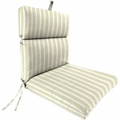 Jordan Manufacturing Outdoor French Edge Dining Chair Cushion- Sunbrella CAST MIST GLEN RAVEN