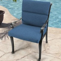 Jordan Manufacturing Outdoor French Edge Dining Chair Cushion-HUSK TEXTURE CAPRI RICHLOOM Custom Order Cushions