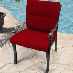 Jordan Manufacturing Outdoor French Edge Dining Chair Cushion-MCHUSK BERRY RICHLOOM