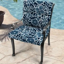Jordan Manufacturing Outdoor French Edge Dining Chair Cushion-HALSEY NAVY RICHLOOM Custom Order Cushions
