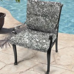 Jordan Manufacturing Outdoor French Edge Dining Chair Cushion-COPELAND NOIR RICHLOOM