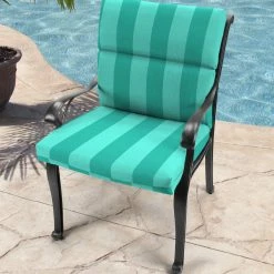 Jordan Manufacturing Outdoor French Edge Dining Chair Cushion-PREVIEW LAGOON Custom Order Cushions