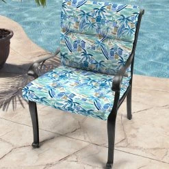 Jordan Manufacturing Outdoor French Edge Dining Chair Cushion-BALLYFIN BAY BLUE RICHLOOM