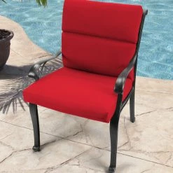 Jordan Manufacturing Custom Order Cushions Outdoor French Edge Dining Chair Cushion- Sunbrella CANVAS JOCKEY ACR RED ACR GLEN RAVEN