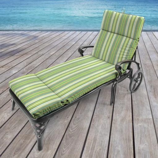 Jordan Manufacturing Custom Order Cushions Outdoor French Edge Chaise Lounge Cushion- Sunbrella FOSTER SURFSIDE RAVEN