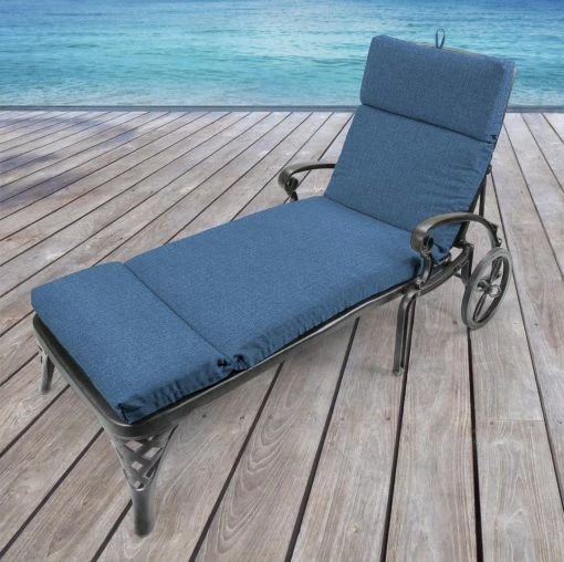 Jordan Manufacturing Outdoor French Edge Chaise Lounge Cushion-HUSK TEXTURE CAPRI RICHLOOM