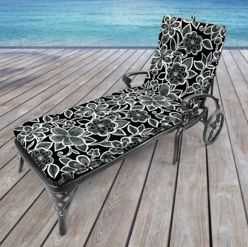 Jordan Manufacturing Custom Order Cushions Outdoor French Edge Chaise Lounge Cushion-HALSEY SHADOW RICHLOOM