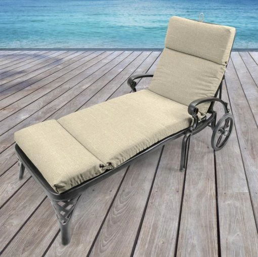 Jordan Manufacturing Outdoor French Edge Chaise Lounge Cushion-TORY BISQUE RICHLOOM
