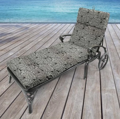 Jordan Manufacturing Outdoor French Edge Chaise Lounge Cushion-TALIA NOIR RICHLOOM