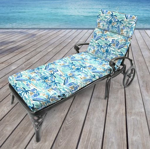Jordan Manufacturing Outdoor French Edge Chaise Lounge Cushion-BALLYFIN BAY BLUE RICHLOOM Custom Order Cushions