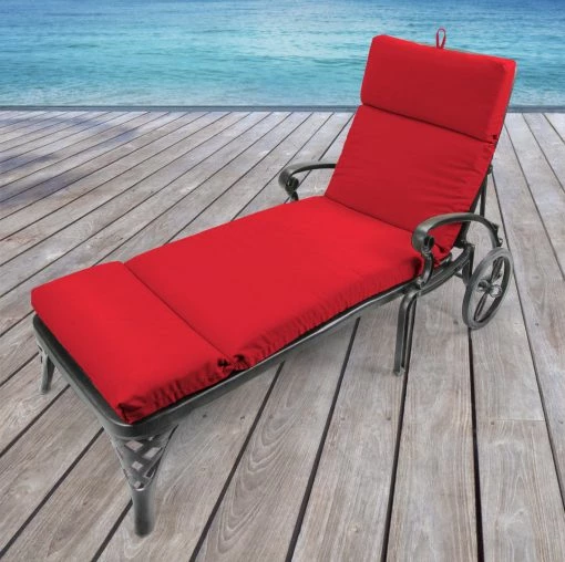 Jordan Manufacturing Outdoor French Edge Chaise Lounge Cushion- Sunbrella CANVAS JOCKEY ACR RED ACR GLEN RAVEN