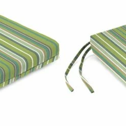 Jordan Manufacturing Set Of 2 Outdoor French Edge Seat Cushions- Sunbrella FOSTER SURFSIDE RAVEN
