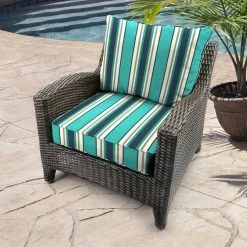Jordan Manufacturing Custom Order Cushions Outdoor 2PC Deep Seat Chair Cushion- Sunbrella TOKEN SURFSIDE GLEN RAVEN