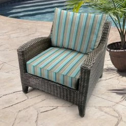 Jordan Manufacturing Custom Order Cushions Outdoor 2PC Deep Seat Chair Cushion- Sunbrella GETAWAY MIST GLEN RAVEN
