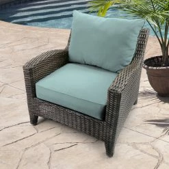 Jordan Manufacturing Custom Order Cushions Outdoor 2PC Deep Seat Chair Cushion- Sunbrella SHORE LINEN GLEN RAVEN