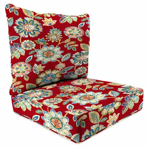 Jordan Manufacturing Custom Order Cushions Outdoor 2PC Deep Seat Chair Cushion-DAELYN CHERRY RICHLOOM