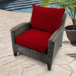 Jordan Manufacturing Outdoor 2PC Deep Seat Chair Cushion-MCHUSK BERRY RICHLOOM
