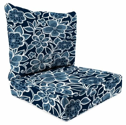 Jordan Manufacturing Outdoor 2PC Deep Seat Chair Cushion-HALSEY NAVY RICHLOOM