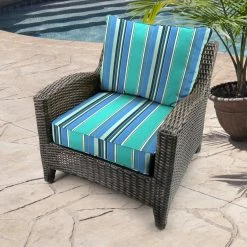 Jordan Manufacturing Outdoor 2PC Deep Seat Chair Cushion- Sunbrella DOLCE STR OASIS ACR GLEN RAVEN Custom Order Cushions