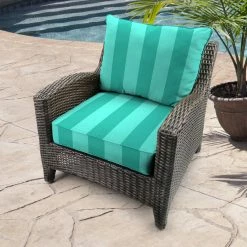 Jordan Manufacturing Custom Order Cushions Outdoor 2PC Deep Seat Chair Cushion-PREVIEW LAGOON