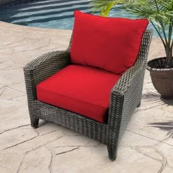 Jordan Manufacturing Outdoor 2PC Deep Seat Chair Cushion- Sunbrella CANVAS JOCKEY ACR RED ACR GLEN RAVEN