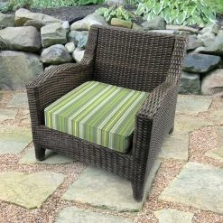 Jordan Manufacturing Outdoor Boxed Edge Deep Seat Cushion- Sunbrella FOSTER SURFSIDE RAVEN