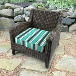 Jordan Manufacturing Outdoor Boxed Edge Deep Seat Cushion- Sunbrella TOKEN SURFSIDE GLEN RAVEN Custom Order Cushions