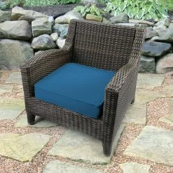 Jordan Manufacturing Custom Order Cushions Outdoor Boxed Edge Deep Seat Cushion- Sunbrella CAVAS REGATTA GLEN RAVEN