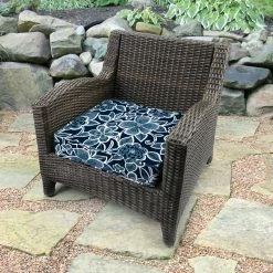 Jordan Manufacturing Outdoor Boxed Edge Deep Seat Cushion-HALSEY NAVY RICHLOOM Custom Order Cushions
