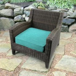Jordan Manufacturing Outdoor Boxed Edge Deep Seat Cushion-TORY CARIBE RICHLOOM